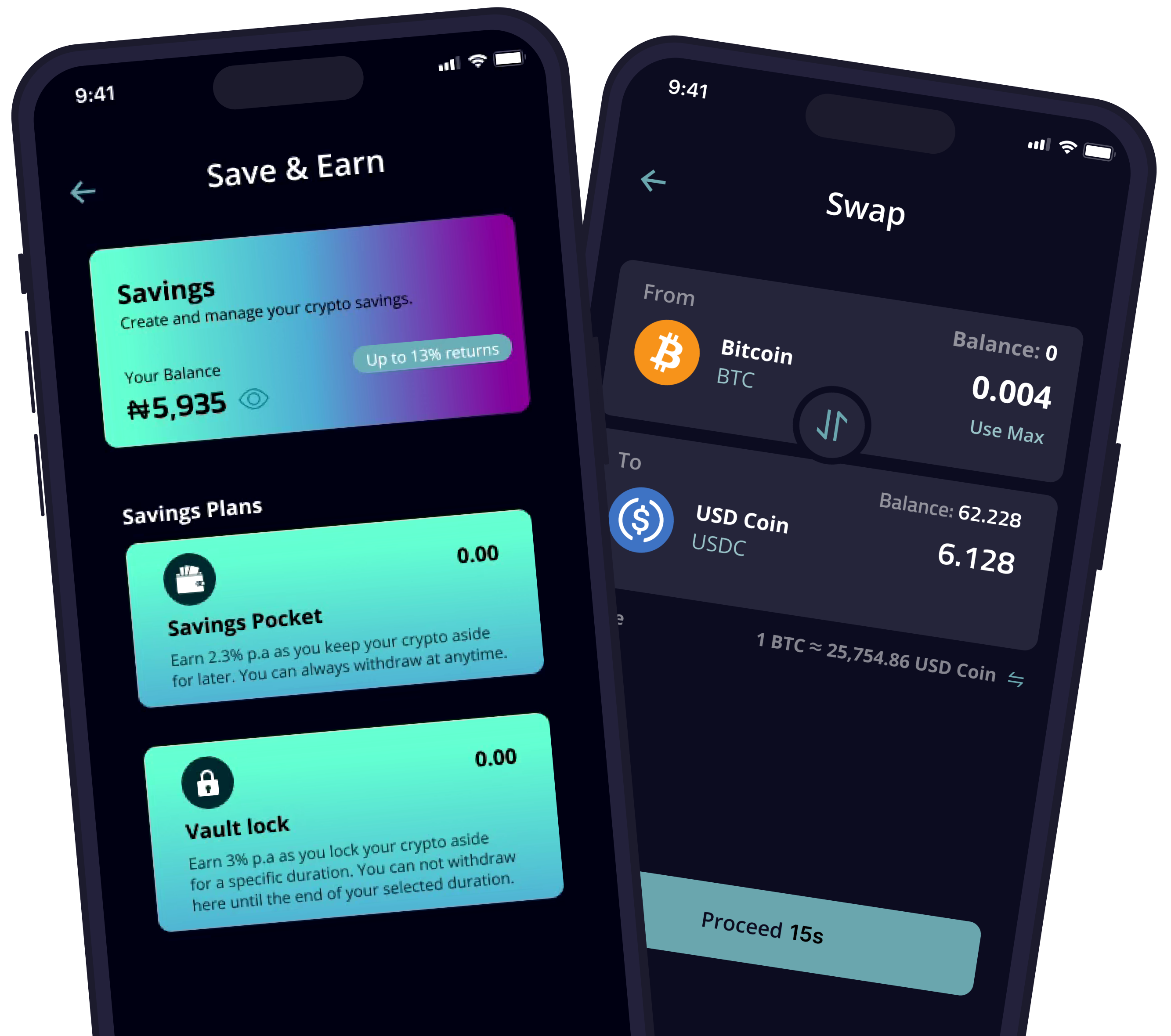 Crypto savings & Swap screenshot